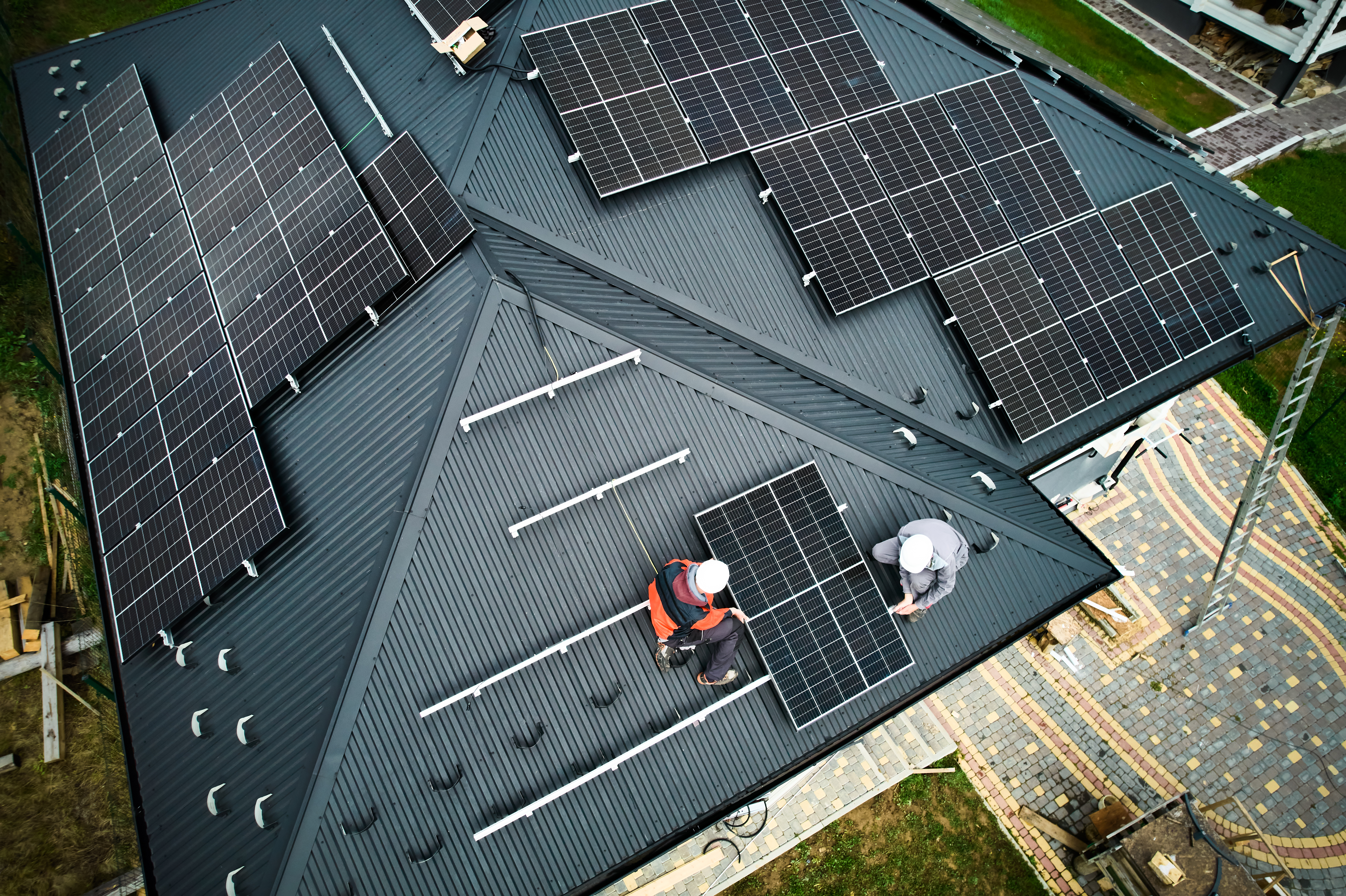 Modern home with solar panels
